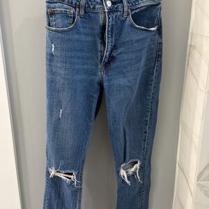Distressed Blue Jeans
